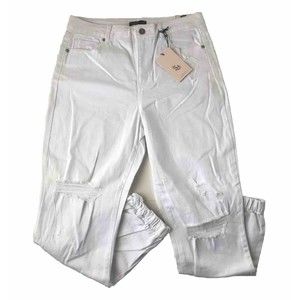 Sincerely Jules White Denim Distressed Stretch Jogger Pants Jeans NWT Size 9/29